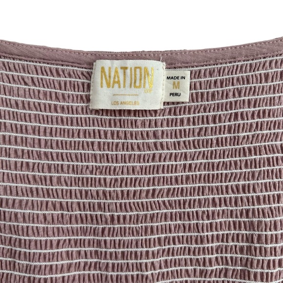 Nation LTD Zandra Smocked Party Tee in Touch Of Pink Puff Sleeves Size M - Picture 8 of 13